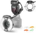 NEEWER RF1-N Marco Ring Flash Light Compatible with Nikon Camera, 76Ws GN15 5600K TTL Lighting 1-1/128 Output Front/Rear Curtain Sync Color Gels, Lens Adapter Rings for Macro Photography Studio Photo by Neewer