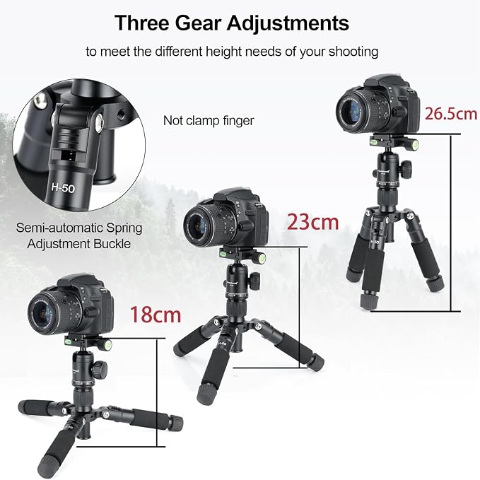 Koolehaoda Mini Tabletop Tripod with 360° Ball Head, 20" Portable - Black | Aluminum Desktop Tripod Stand for DSLR Camera Video Camcorder Phone Compact Lightweight Design, Load up to 11lbs - Image 4