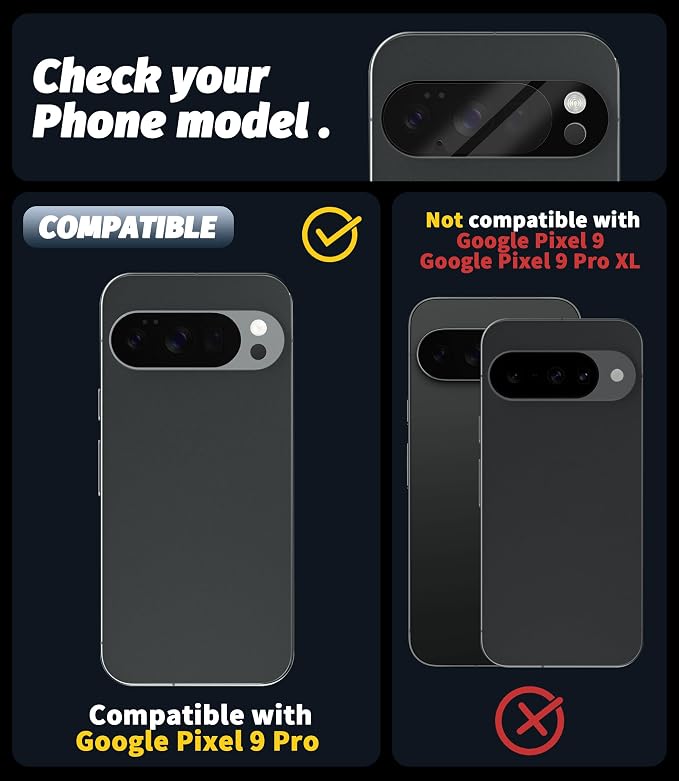 Orzero (5 Pack Camera Lens Protector for Google Pixel 9 Pro, Protector de Cámera Tempered Glass 9H Precise Camera Cutouts Anti-Scratch Does Not Affect Night Shots and Flash - Image 2