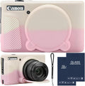 Camera Case for Canon PowerShot SX740/ SX730 Digital Camera, SX740 HS Case | Soft Silicone Protective Case Removable Lens Cover, Comes with 2 Screen Protectors and 1 Wrist Strap. (Beige-Pink) by SZHSYJY