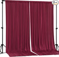 Burgundy Backdrop Curtain 2 Panels-Wrinkle-Free Champagne Curtains Polyester Photography Drapes for Baby Shower Birthday Party Photo Background Backdrop Stand- 8 X10FT (Burgundy) by WishCare