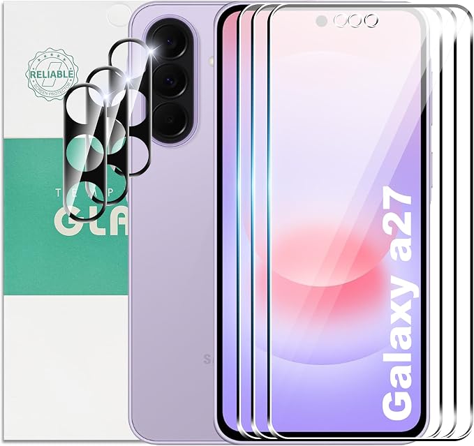 for Samsung Galaxy A27 5G Screen Protector with Camera Lens Protector, 9H Hardness Anti-Scratch Tempered Glass flim, Case Friendly, Anti-Fingerprint,Anti-Scratch (3+3 PACK) by Suttkue