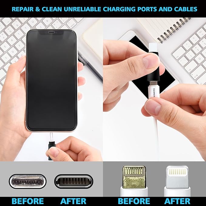 ECASP Cleaner Kit for AirPod,Multi-Tool iPhone Cleaning Kit,Cell Phone Cleaning Repair & Recovery for iPhone & iPad(Type C)Charging Port,Lightning Cables&Connectors,Easy to Store & Carry Design,Black - Image 6