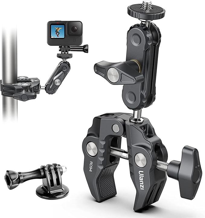ULANZI Super Clamp Camera Clamp Mount Monitor 360° Ballhead Magic Arm Double Ball Head Adapter with 1/4"-20 & 3/8"-16 Thread for Canon Nikon DSLR Camera/Gopro/LED Lights/Ronin-M/Ronin MX/Freefly MOVI | Ball Head Adapter with 1/4"-20 & 3/8"-16 Thread fo... by ulanzi