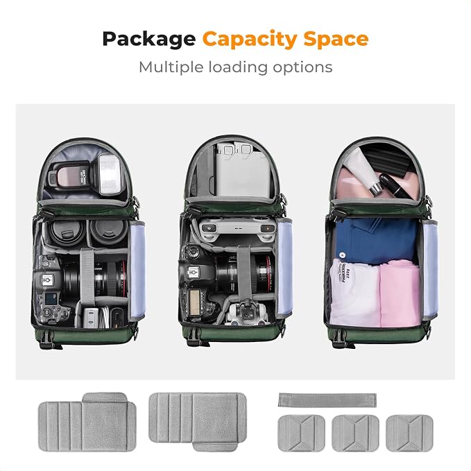K&F CONCEPT Camera Sling Bag, Compact Crossbody Backpack, 10L | Fits Mirrorless & Small DSLR. Water-Repellent Twill Fabric. 5 Removable Dividers. Adjustable Strap 20.5–39.8 in. BS11 - Image 4