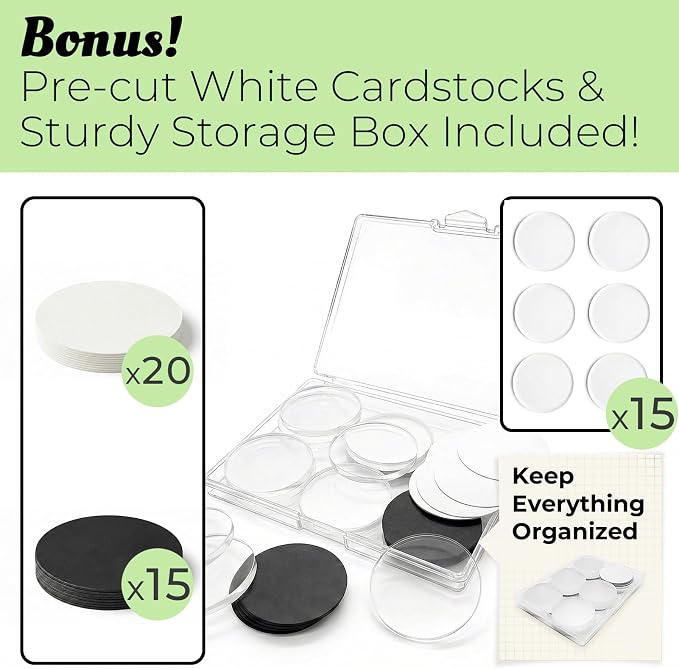 15 Pack Round Clear DIY Fridge Magnets for Whiteboard & Fridge - Self Adhesive Blank Acrylic Craft Kit with Paper Inserts. Mess-Free Art Supplies & Personalized Refrigerator Magnets - Image 6
