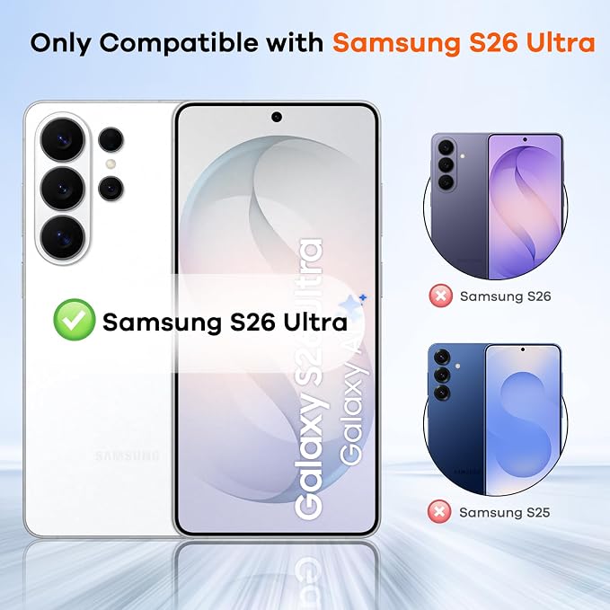 3+3 for Samsung Galaxy S26 Ultra Privacy Screen Protector Camera Protector | 9H Tempered Glass Cell Phone Camera Lens Protector - Image 2