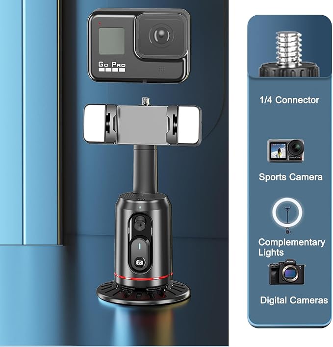 Crienten Auto Face Tracking Tripod, 360° AI Face Tracking Phone Holder with Remote, No App，Smart Phone Stand for iPhone & Android, Rechargeable Tripod for Video Recording, Live Streaming, TikTok, Vlog - Image 6