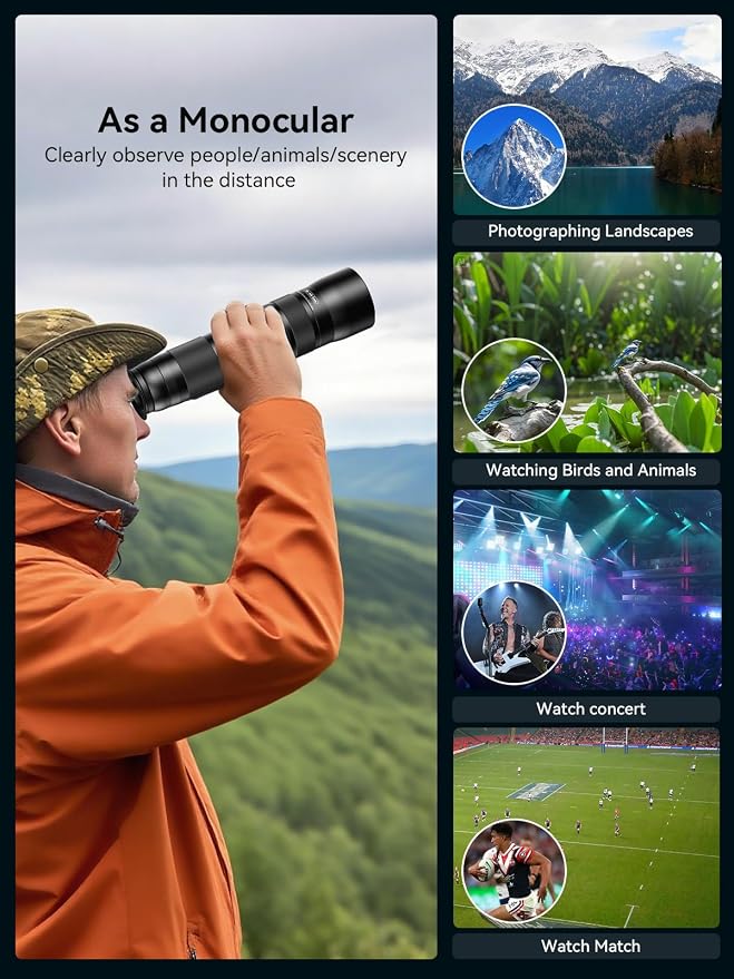 MIAO LAB 20-60X Zoom Telephoto Lens, High Power Telephoto Mobile Cell Phone Lens with Tripod & Universal Phone Clip, for iPhone 17/16/15/14/13 Series, Samsung, Android and Most Smartphone - Image 5