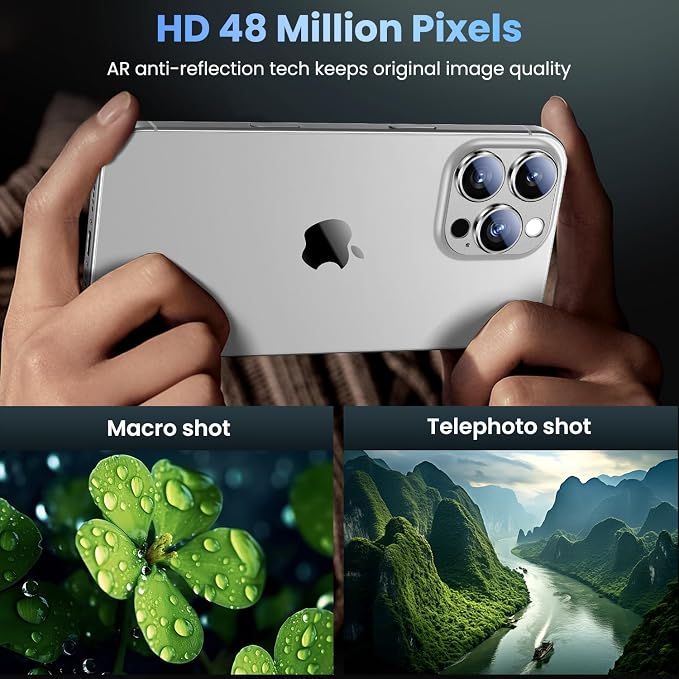 Uyiton for iPhone 16 Pro/iPhone 16 Pro Max Camera Lens Protector | Not Easy to Break, Strong Adsorption, Case-Friendly, Metal 9H Sapphire Glass Rear Camera Screen Cover, White Titanium - Image 3