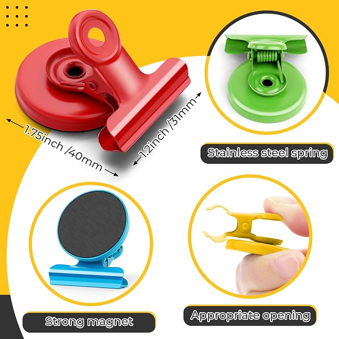 20 Pack Fridge Magnet, Multicolor Magnetic Clips Whiteboard Magnets, Magnet Clips Heavy Duty Refrigerator Magnets for Photo Displays, Home, Office, Classroom - Image 3