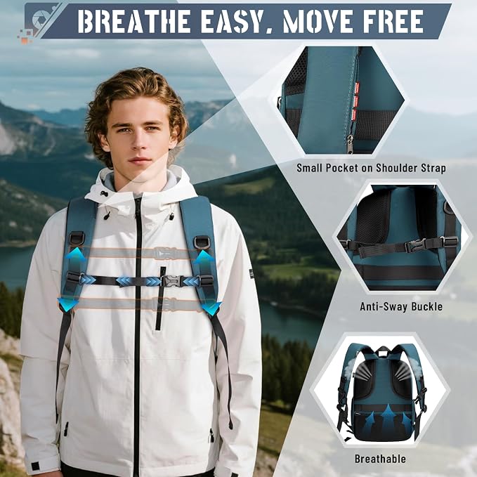 RAINSMORE Camera Backpack Hard Shell for DSLR/SLR Waterproof Camera Bag with Laptop Compartment 15.6 Inch Professional Camera Case with Rain Cover Photography Backpack Bag with Camera Lens Case Green - Image 9