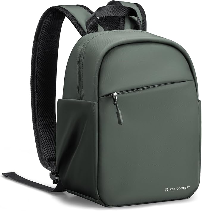 K&F CONCEPT Camera Backpack, Lightweight Compact Camera Bag 5L | Water-Resistant, Dividers, 9.7in Tablet Compartment, Quick Access, Street & Urban, Men & Women, for Canon/Nikon/Sony, Green by KFCONCEPT