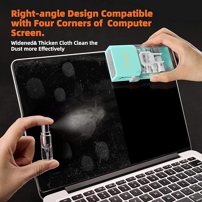 All-in-1 Keyboard Cleaner Laptop Cleaning Kit,Computer Screen-Safe Tools | MacBook iPad iPhone,Electronics Brush Tool for PC Camera Lens Earbuds,Deep Cleaning Spray Cloth, High-Density Soft Brush - Image 3