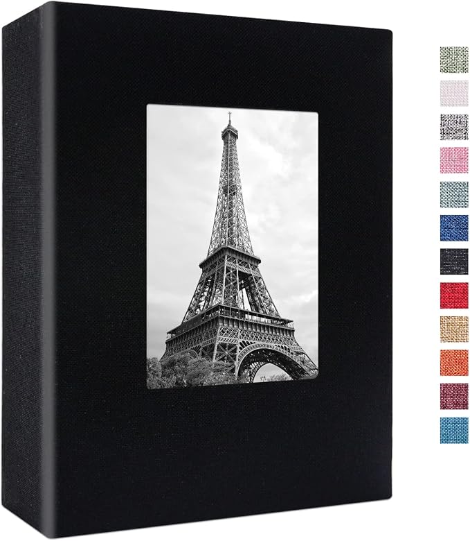 Vienrose 4x6 Photo Album,100 Pockets,Linen Cover with Window,Black | Cover Window, Acid Free Pages, Linen Hardcover, Baby Wedding Family Photos by Vienrose