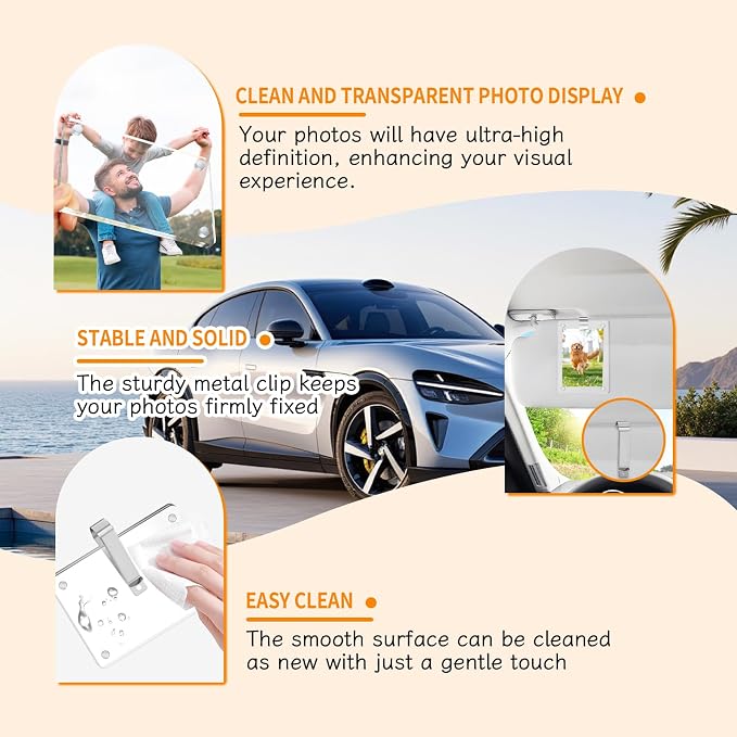 2Pcs Car Visor Photo Clip for Magnetic Car Picture Holder for 3 Inch Photos,Car Visor Picture Holder,Personalized Car Accessories with Clips for Easy Display - Image 3