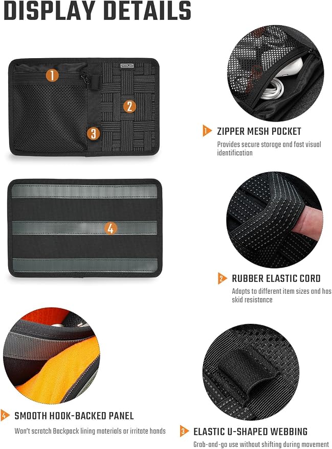 TACTICAL_GEEK EDC Organizer Board, Anti-Slip Elastic Woven Board, Utility Bag Insert Panel for Small Gear, Backpack Accessories (TCM10-Black) - Image 3