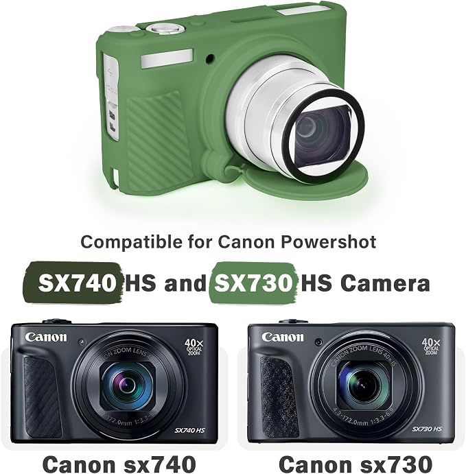 MUZIRI KINOKOO Case for Canon Powershot SX740/SX730 HS Digital Camera - Soft Protective Cover SX740 SX730 HS Camera Silicone Sleeve with Removable Lens Cover - Anti-Slip & Anti-Scratch - Green - Image 2