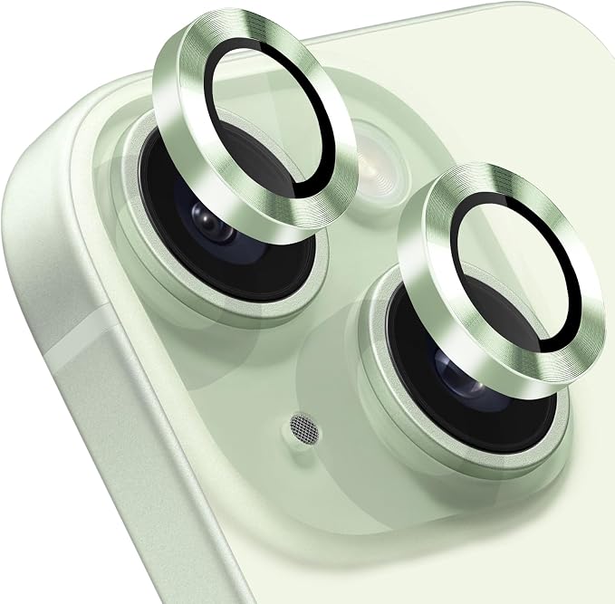 Compatible with iPhone 15 and 15 Plus Camera Lens Protector, Anti-Scratch Lens Cover 9H Tempered Glass Metal Camera Screen Protector Shockproof Camera Ring for iPhone 15 and 15 Plus - 2 Pcs by Hsefo