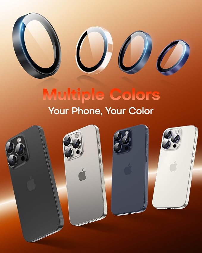 TOCOL for iPhone 15 Pro Max Camera Lens Protector/iPhone 15 Pro Camera Lens Protector Tempered Glass HD Individual Scratch Resistant Cover Accessories Case Friendly 2 Pack（Purple） - Image 8