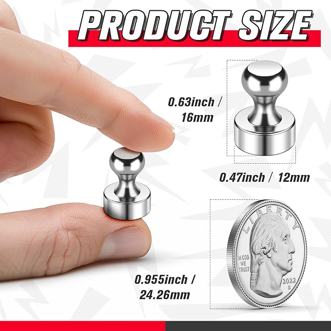 FINDMAG 28 Pack Fridge Magnets, Magnets for Whiteboard, Office, Silver | Refrigerator Magnets Strong for Photos, Pictures, Locker and Office, Accessories Decorative, Easy to Move - Image 2