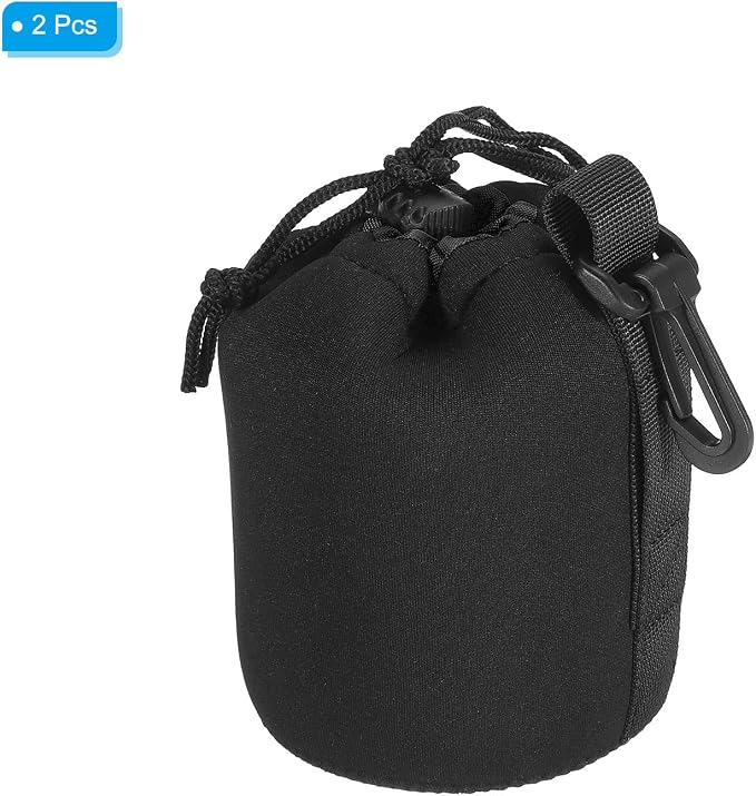 PATIKIL Camera Lens Bag, 2 Pcs 3.3" IDx5.5 H Drawstring Lens Pouch with Thick Protective Neoprene, Lens Case for DSLR Camera Lens, Water Coffee Cups Black - Image 3