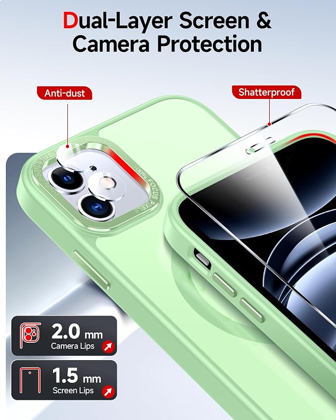 LeYi for iPhone-11 Phone Case Green Compatible with MagSafe Magnetic[ Screen Protector X2 + Camera Cover X2] Funda para ipone 11case Military Grade Protective Cases i Phone 11 iphone11, Mint Green - Image 5