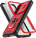 Gritup for Samsung Galaxy S26 Plus Case: 2*Screen Protector | Slide Camera Cover | Build in 360° Rotating Ring Kickstand | Military Grade Protective Cover for Samsung S 26 Plus, Red+Black by Gritup