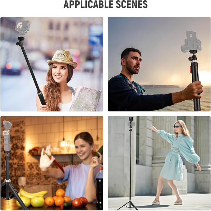NEEWER Tripod for Cell Phone & Camera with Remote & Phone Holder, TS05 | Compatible with iPhone GoPro Canon Sony DSLR, 62.9" All Metal Portable Selfie Stick, Travel Vlog Stand, for Video Recording - Image 9