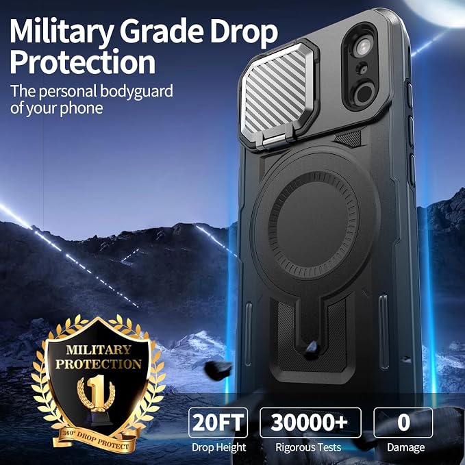 Camera Stand Case for iPhone 17 Pro Max, [Compatible with MagSafe] [Lens Cover] 2025 Version Military Grade Protective Soft Case for iPhone 17 Pro Max 6.9 inch Men Women, Black - Image 4