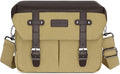 MOSISO Camera Case Crossbody Shoulder Messenger Photography Bag, Khaki | DSLR/SLR/Mirrorless Vintage PU Leather Flap Gadget Bag with Rain Cover Compatible with Canon/Nikon/Sony Camera and Lens by MOSISO