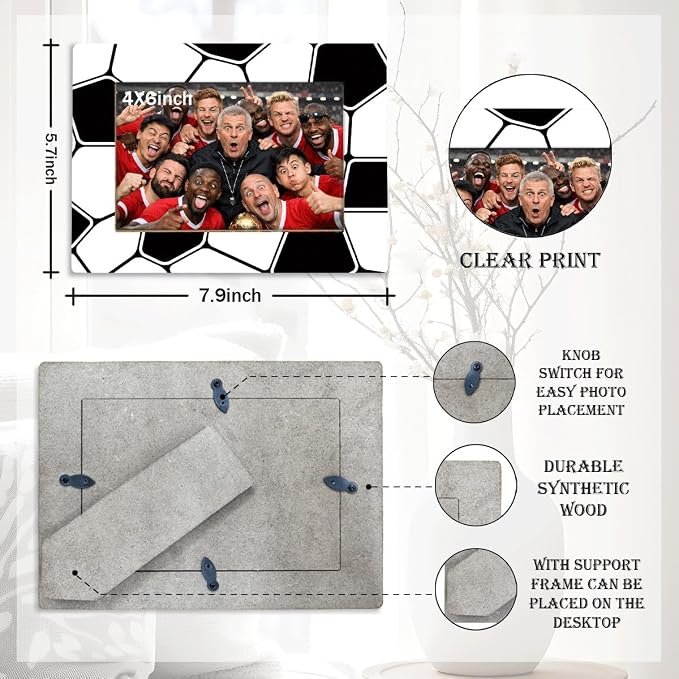 Soccer Picture Frame, Sports Themed Photo Frame, Tabletop Display Frames for Soccer Players and Coaches, Sports Decor for Home Office, Insert 4x6 Inches Photos - Image 2