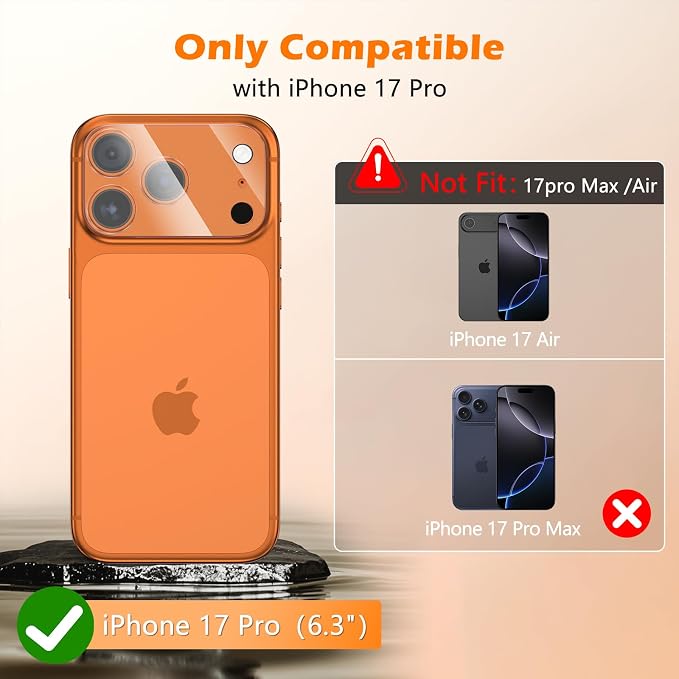 imluckies 3 Pack for iPhone 17 Pro 6.3" Camera Lens Protector, HD Clear Tempered Glass Camera Accessories, 9H Hardness Anti-Scratch Screen Cover, Case Friendly[Not Affect Night Shots] - Image 8