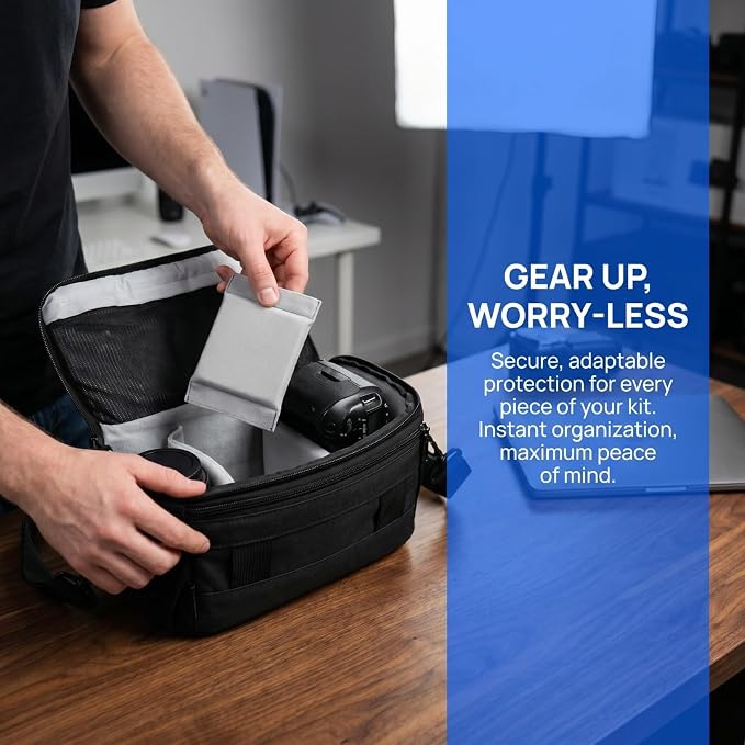VILLCASE 4pcs Camera Bag Divider Camera Bag Compartment Divider Lens Protection Insert Backpack Inserts Lens Separator Pad Grey Fiber Fleece - Image 5