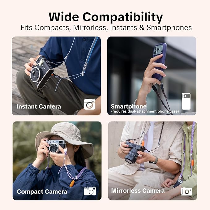 PGYTECH Adjustable Camera Shoulder Strap Slim Trendy Style, Quick Release | Braided Rope Camera Strap Holds 66.1lb, Neck Straps for Compact Camera/Mirrorless/Phone for Young Photographers, Mystic Blue - Image 2