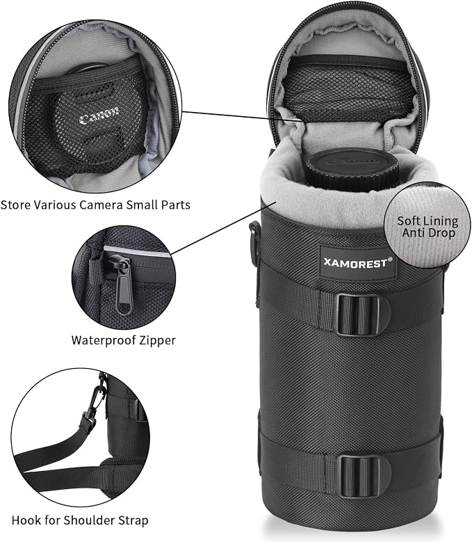 Camera Lens Case Lens Bag Compatible (4.33" x 9.25"(Nylon, Black)) - Image 4