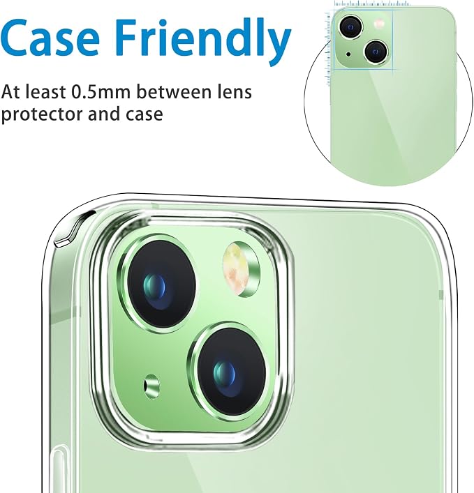 Compatible with iPhone 15 and 15 Plus Camera Lens Protector, Anti-Scratch Tempered Glass Len Screen Protector Shockproof Full Protective Camera Cover Case Friendly Lens Cover-Green - Image 6