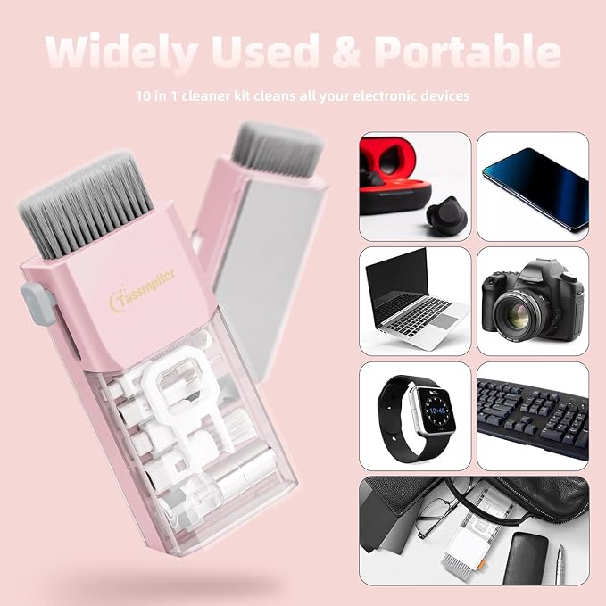 Keyboard Cleaning Kit, All-in-One Laptop & Computer Screen Cleaner, Pink | Multi-function Electronic Cleaner, Soft Bristle Brush, Computer Screen-safe Spray, Compact, for MacBook, iPad, iPhone, earbud - Image 8