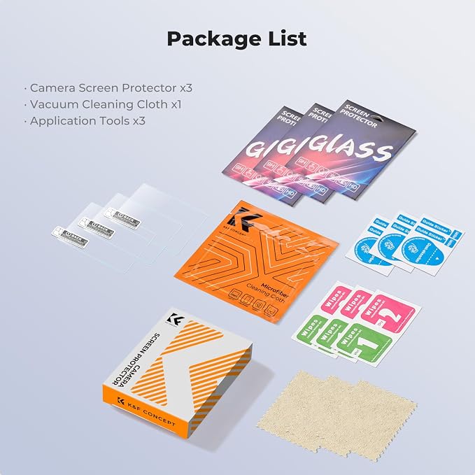 K&F CONCEPT 3 Pack Camera Screen Protector Compatible with Canon G7X II | Ultra Clear Tempered Glass Screen Protector Anti Scratch Bubble Free Ultra Resistant PF06 - Image 6