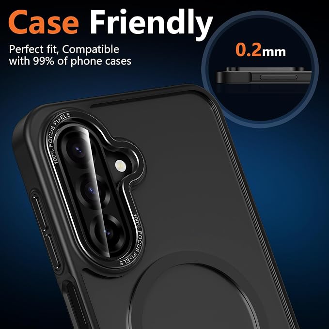 for Samsung Galaxy A36/A56 Camera Lens Protector, Individual Metal Ring Tempered Glass Lens Cover, [Strong Adsorption] Scratch Resistant Ultra-Thin HD Clear Lens Cover, 1 Set-Black Ring - Image 8