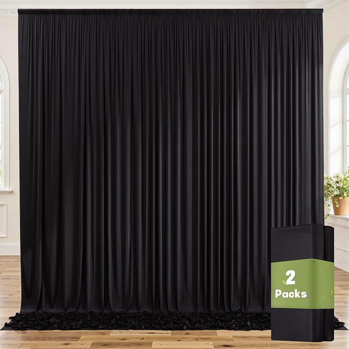 Black Wrinkle Free Black Backdrop Curtains for Parties, Thick Fabric Photo Backdrop Drapes for Birthday Wedding Baby Shower Party Photography Background Backdrop, 10ft x 7ft - Image 4