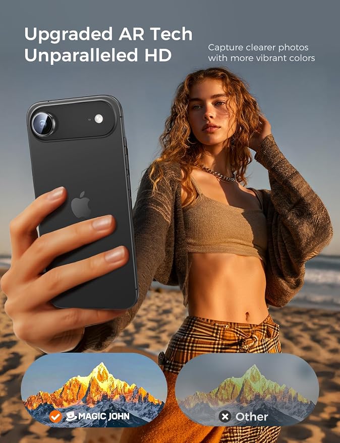 MAGIC JOHN for iPhone Air Camera Lens Protector [Alignment Kit&1:1 Invisible Fit] 9H Aerospace Tempered Glass, Ultra HD, Metal Individual Ring，Case Friendly, Set of 2,Clear - Image 4