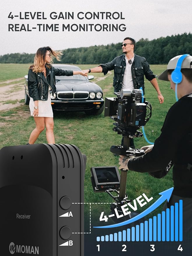 Moman Wireless Lavalier Microphone, 2.4GHz Compact Wireless Lapel Mic System with Noise Cancellation Transmission 8H Battery Life for DSLR Cameras/Smartphone/Tablet/Live Streaming (C1 Solo) - Image 3