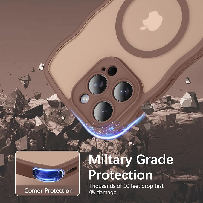 BENTOBEN Magnetic for iPhone 16 Pro Case, Cute Wavy [Full Camera Protection][Compatible with MagSafe] Matte Anti-Slip Bumper Women Girls Boys Protective Cover for 16 Pro 6.3" 2024, Desert Titanium - Image 3