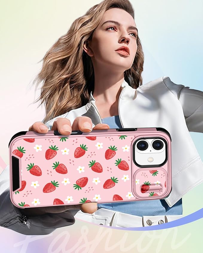 Buleens for iPhone 16 Plus Case 6.7 Inch - with Ring Stand & Camera Cover Aesthetic Cute Designed for Women Girls Pretty Girly Kawaii Strawberry Phone Case for iPhone 16 Plus Compatible with Magsafe - Image 6
