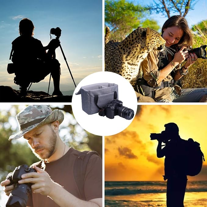 Camera Inserts Protective Bag Padded Insert Camer Cube Water Resistant DSLR SLR Case Foldable Liner for Sony,Canon,Nikon,Olympus Camera Lens Accessories Grey - Image 4