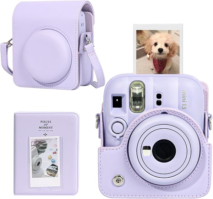 CAIYOULE Camera Case for Fujifilm Instax Mini 13 Instant Camera, Purple | Mini 13 Protective Camera Case, PU Leather Camera Bag for Fuji Instax Mini 13, with Photo Album, Adjustable Shoulder Strap by CAIYOULE