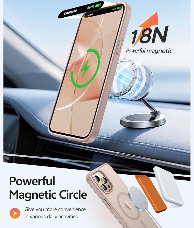 FNTCASE for iPhone 12 Pro Max Case, Fit for Magsafe, Translucent Matte Back | Strong Magnetic Charging, Shock Absorbent, 14FT Military Grade Drop-proof, Anti Slip, Desert Gold - Image 3