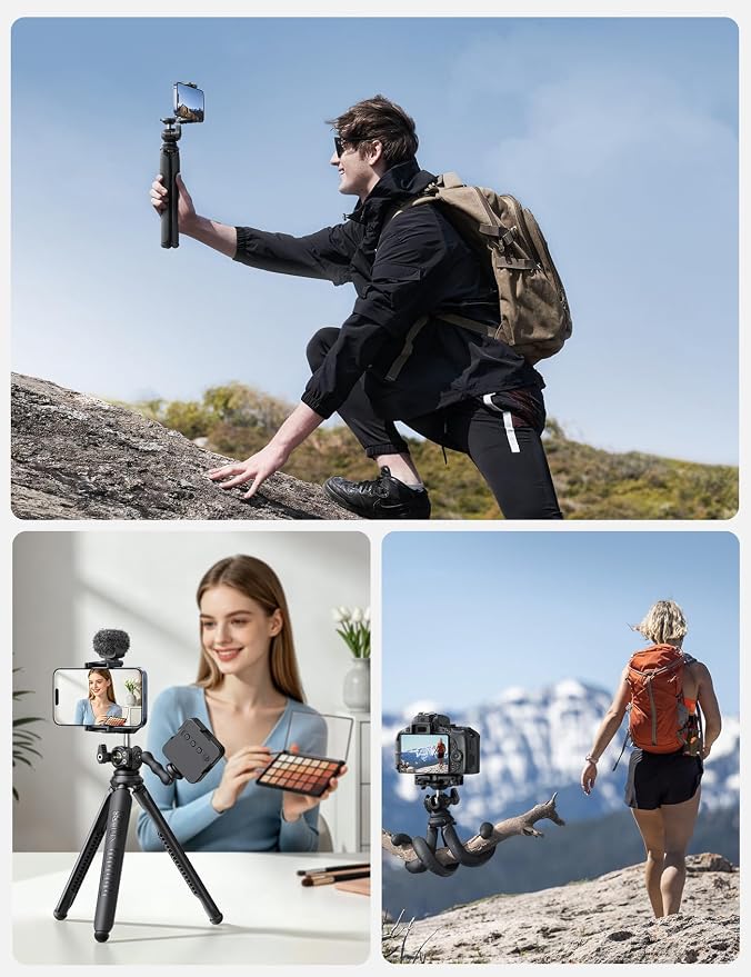 Lamicall Tripod for iPhone with Wireless Remote 8-Strand Aluminum Core | Flexible Silicone Legs, Heavy-Duty Phone Stand with 1/4'' Screw & Cold Shoe for iPhone Pocket 3/4 Samsung GoPro DSLR Camera - Image 9