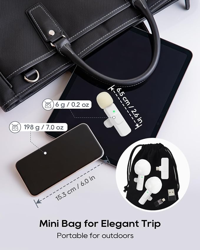 Mini Microphone for iphone Android Phone Tablet ipad PC, Usb C Wireless Lavalier Mic for Video Recording Vlogging Youtube Tiktok Podcast Interview content creators, Tiny Microphones Clip on Mics - Image 5